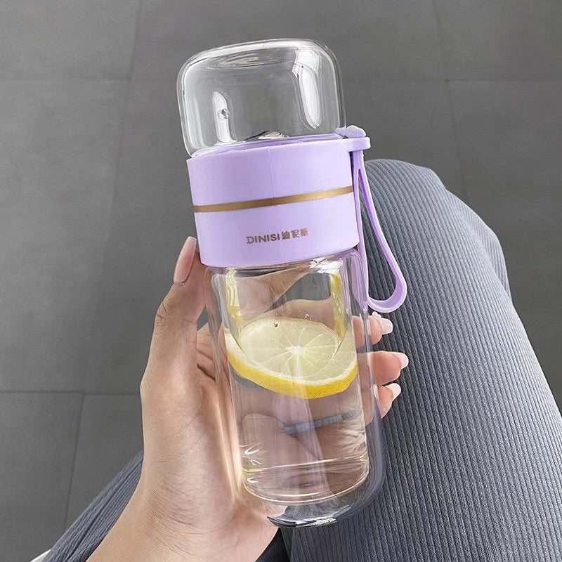 Teacher's Day Gift Double-Layer High Borosilicate Glass Tea Infuser Set With Stainless Steel Tumbler