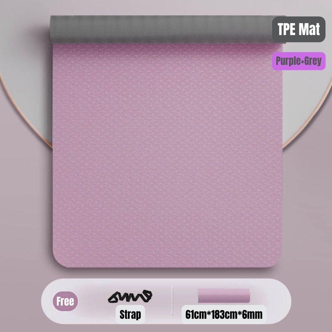 Ready Stock Premium TPE Yoga Mat Non-Slip Eco-Friendly Fitness Exercise Mat with Strap