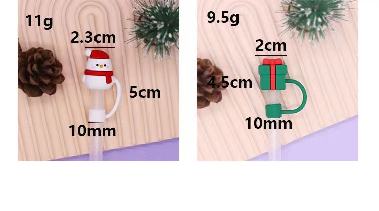 Christmas Theme Straw 8-10mm Cute Cartoon Party Straws