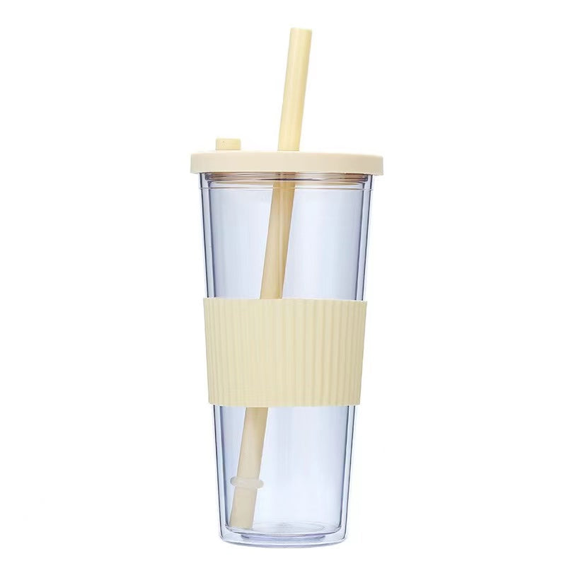 830ml Large Capacity Stainless Steel Straw Cup With Anti-Slip Design