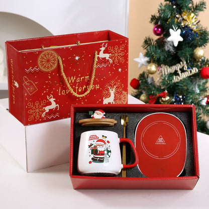 Teacher's Day Gift New Thermostatic mug gift box heating coaster thermal dish ceramic business creative gift mug new 45 degree warming mug