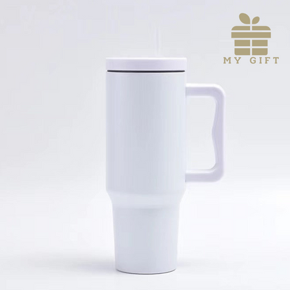 Teacher's Day Gift Customised 1200ml Large Capacity Car Cup with Handle & Straw Stainless Steel Cup Perfect For Coffee & Tea