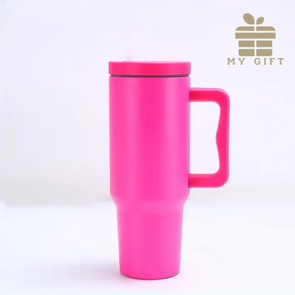 Teacher's Day Gift Customised 1200ml Large Capacity Car Cup with Handle & Straw Stainless Steel Cup Perfect For Coffee & Tea