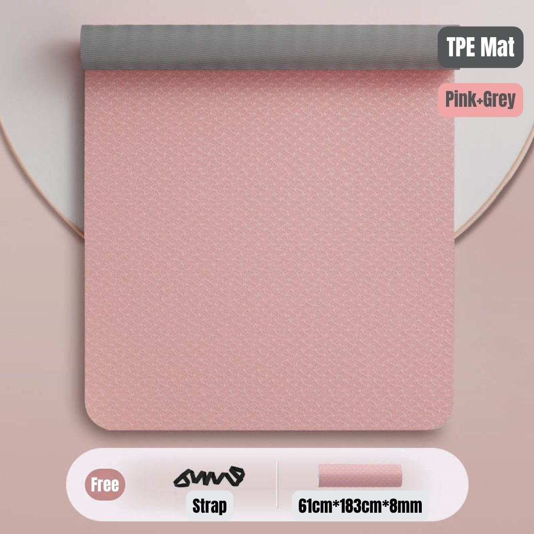 Ready Stock Premium TPE Yoga Mat Non-Slip Eco-Friendly Fitness Exercise Mat with Strap