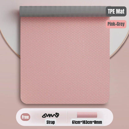 Ready Stock Premium TPE Yoga Mat Non-Slip Eco-Friendly Fitness Exercise Mat with Strap