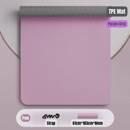 Ready Stock Premium TPE Yoga Mat Non-Slip Eco-Friendly Fitness Exercise Mat with Strap