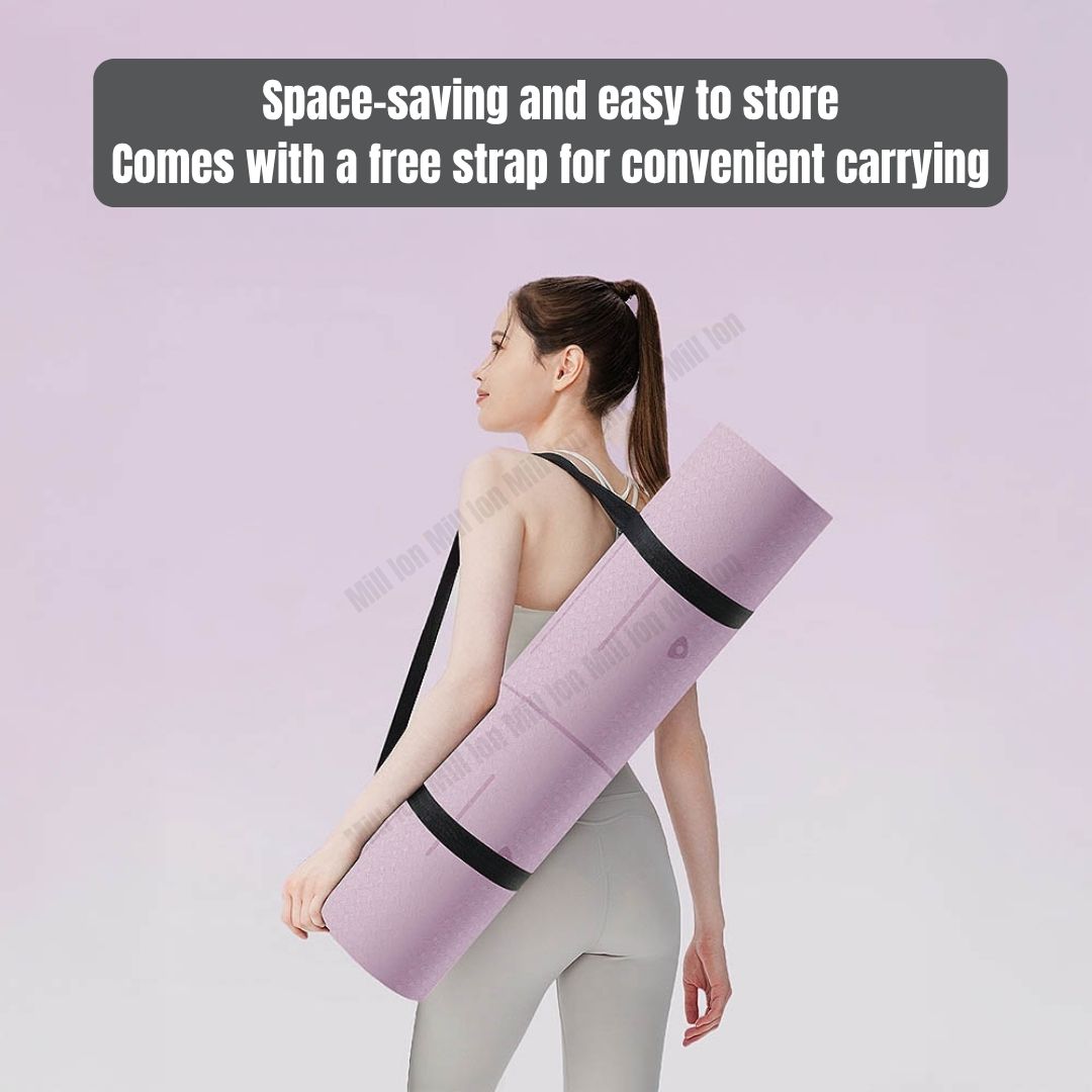 Ready Stock Premium TPE Yoga Mat Non-Slip Eco-Friendly Fitness Exercise Mat with Strap