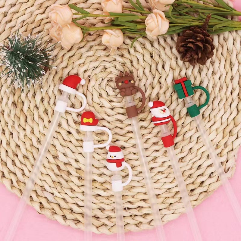 Christmas Theme Straw 8-10mm Cute Cartoon Party Straws