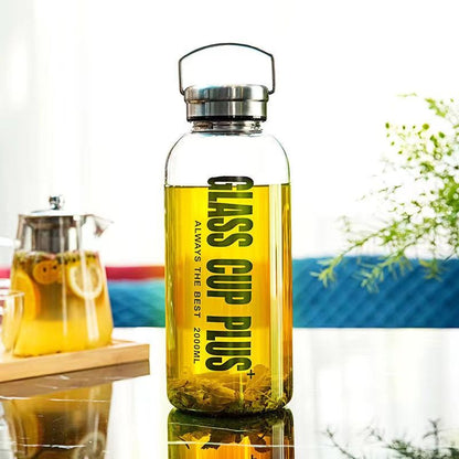 Large capacity portable glass water bottle with varying capacities (2000ml, 1500ml, 1000ml, 700ml) for outdoor sports
