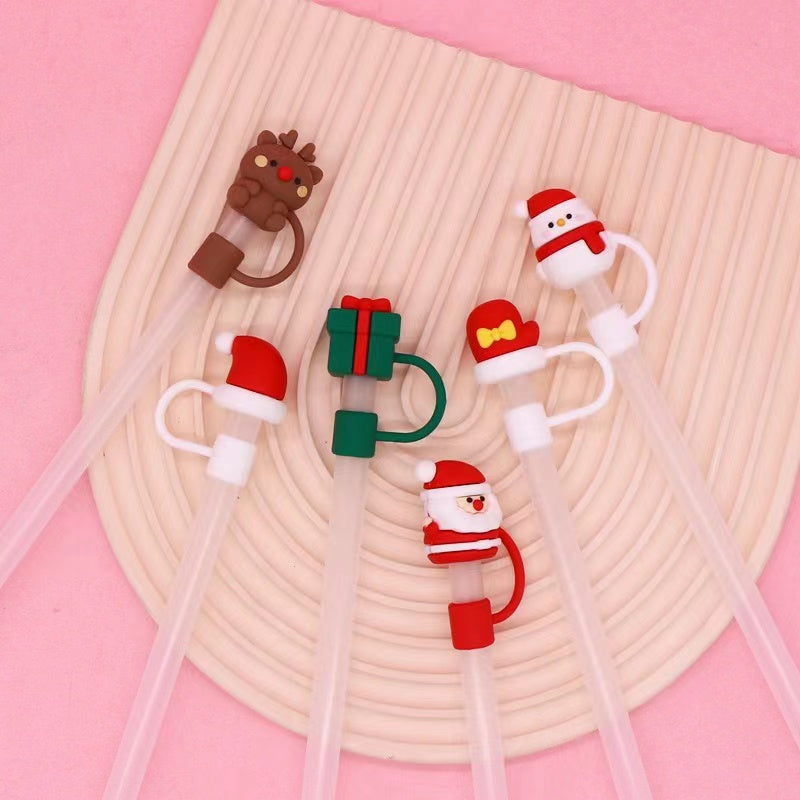 Christmas Theme Straw 8-10mm Cute Cartoon Party Straws