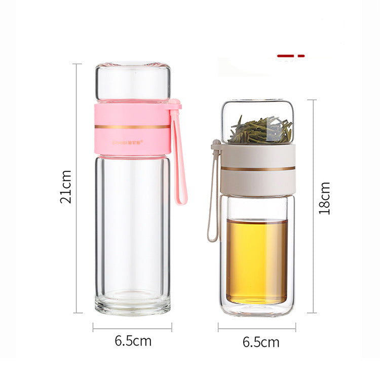 Teacher's Day Gift Double-Layer High Borosilicate Glass Tea Infuser Set With Stainless Steel Tumbler