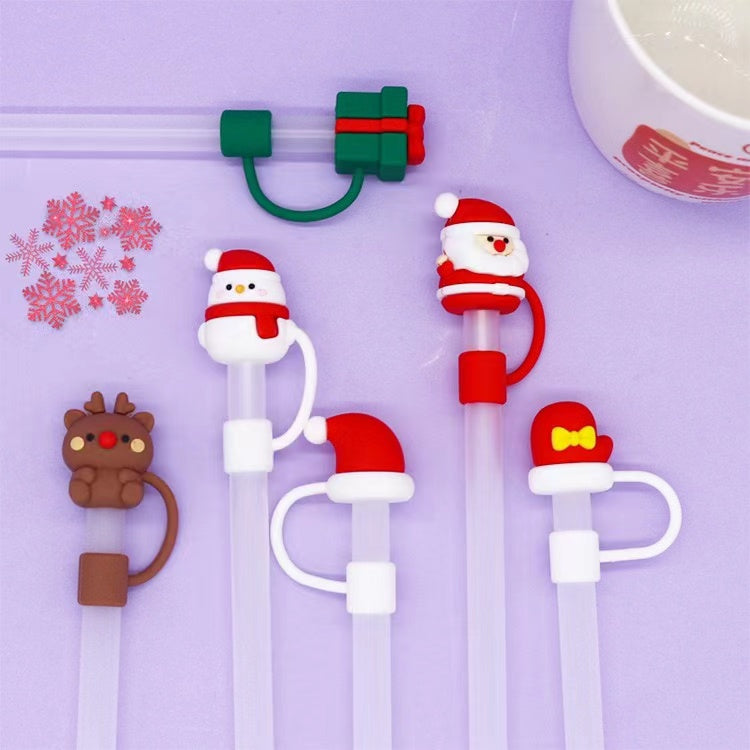 Christmas Theme Straw 8-10mm Cute Cartoon Party Straws