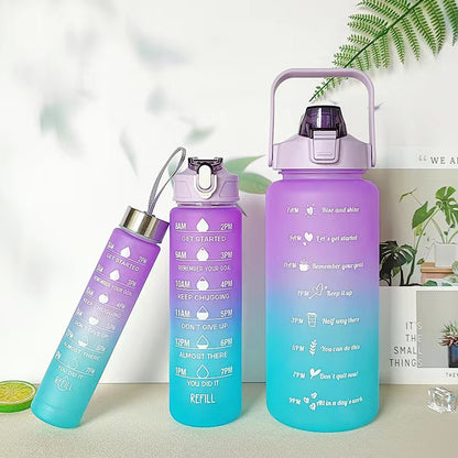 2L Transparent Sports Water Bottle with Straw, Time Scale & Portable Large Capacity