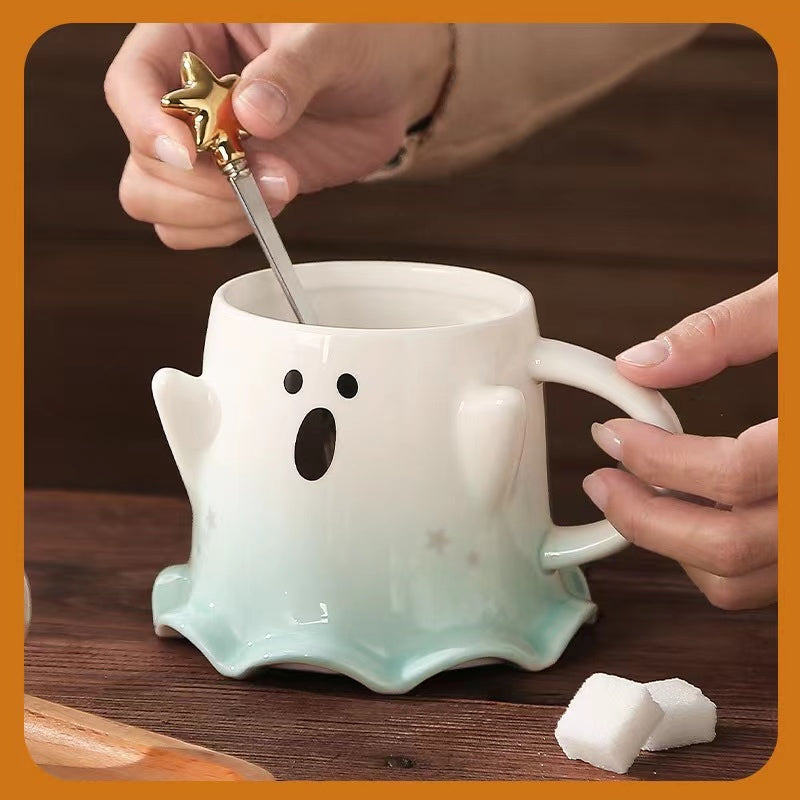 Halloween Ghost Ceramic Water Cup Magical Phantom Elf Mug Creative Coffee Cup Quirky Couple Mug