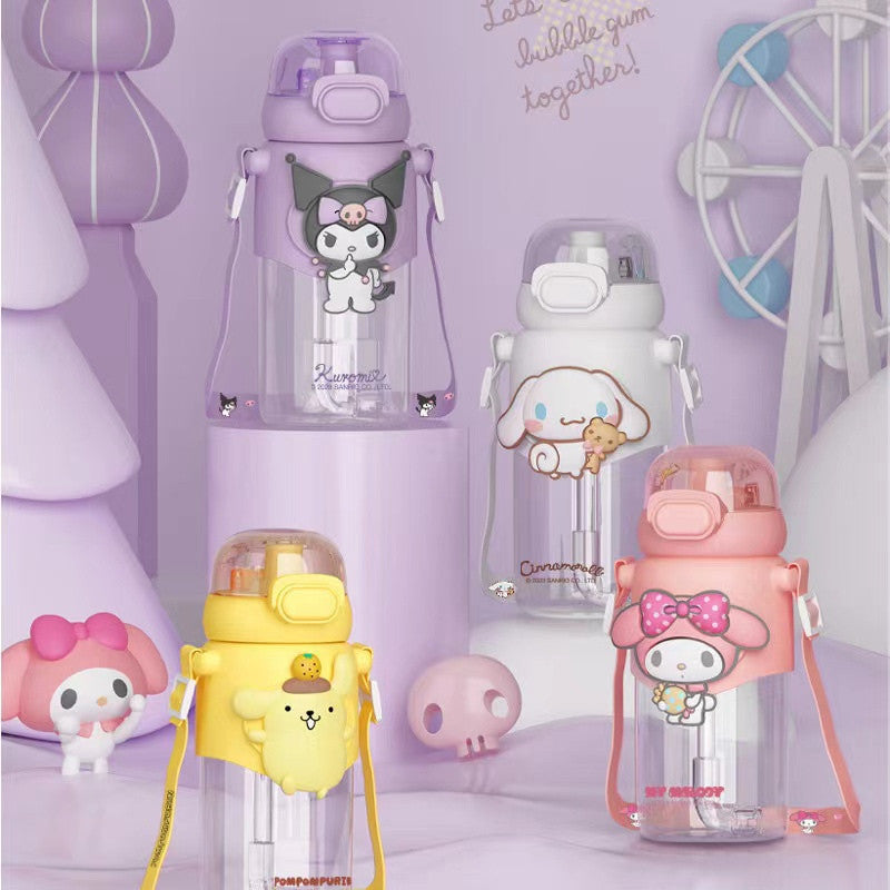 Sanrio Kids Tritan Water Bottle 100% BPA-Free Cute Adorable Portable Drink Cup Ultraman Kuromi Cinnamoroll Pompompurin