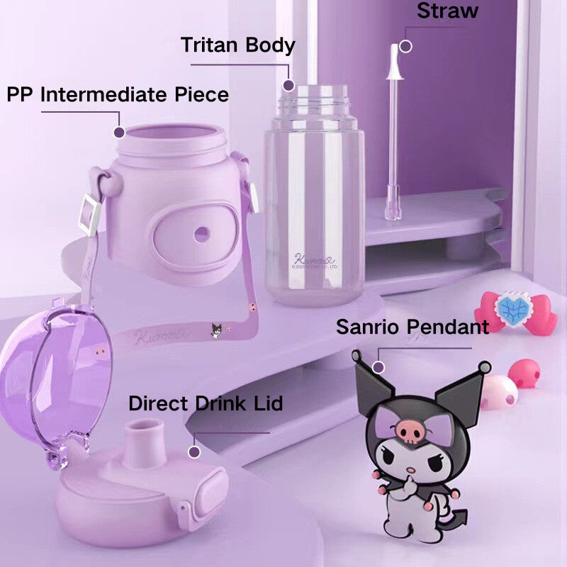 Sanrio Kids Tritan Water Bottle 100% BPA-Free Cute Adorable Portable Drink Cup Ultraman Kuromi Cinnamoroll Pompompurin