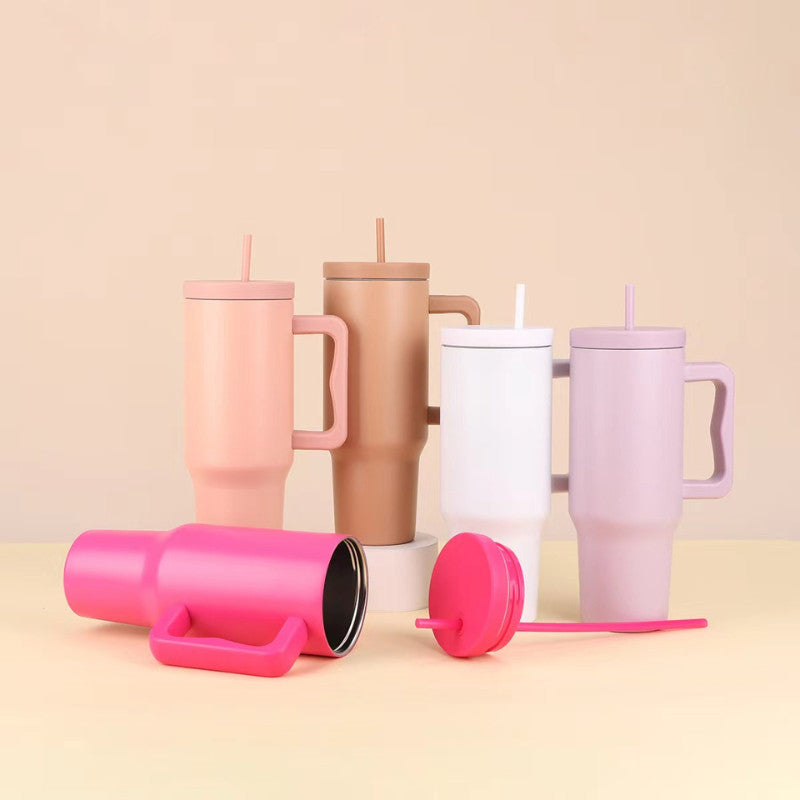 24oz Office Ice Blended Car Cup 710ML Coffee Cup with Handle Straw Drinkware Flask Portable Kid's Cup