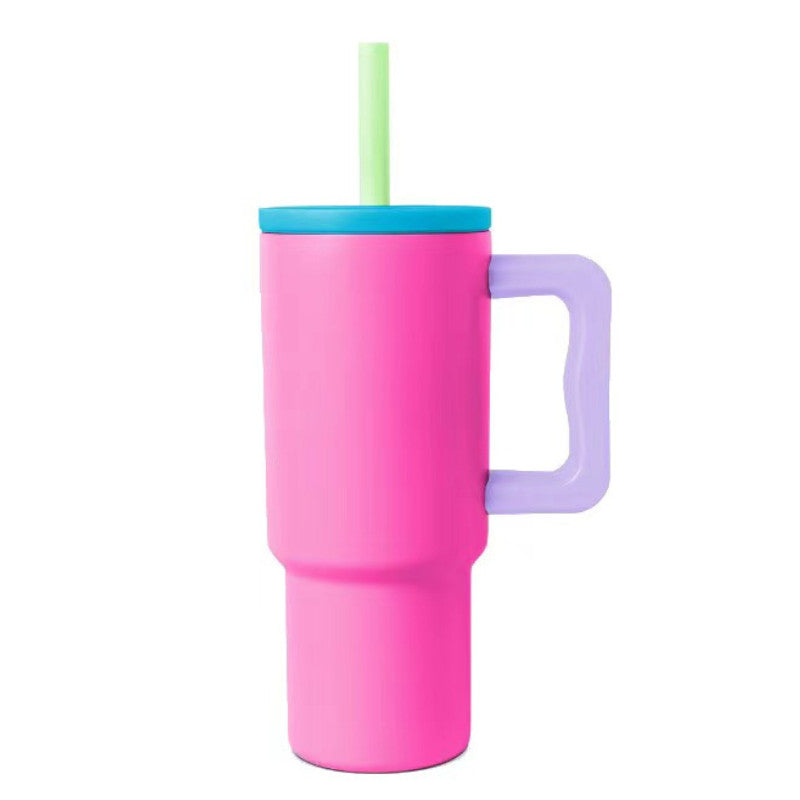 24oz Office Ice Blended Car Cup 710ML Coffee Cup with Handle Straw Drinkware Flask Portable Kid's Cup