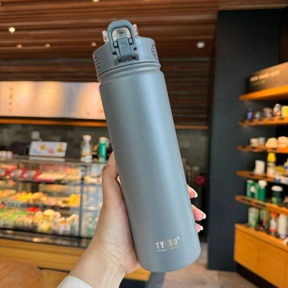 TYESO Thermal Tumbler Flask Water Bottle Vacuum Insulated Stainless Steel Coffee Car Cup 600ml/750ml Portable Straw Cup