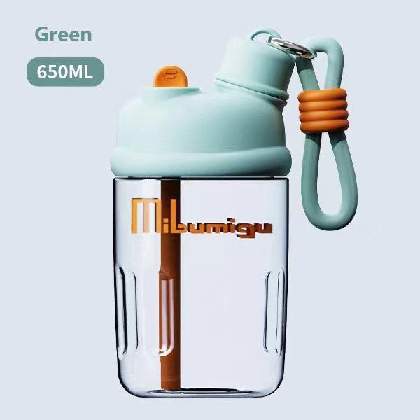 SG Ready Stock 650ml Tritan Water Bottle Student Cute Straw Cups Outdoor Transparent Portable Bottles