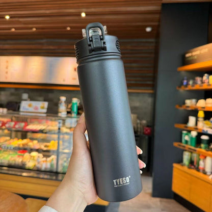 TYESO Thermal Tumbler Flask Water Bottle Vacuum Insulated Stainless Steel Coffee Car Cup 600ml/750ml Portable Straw Cup