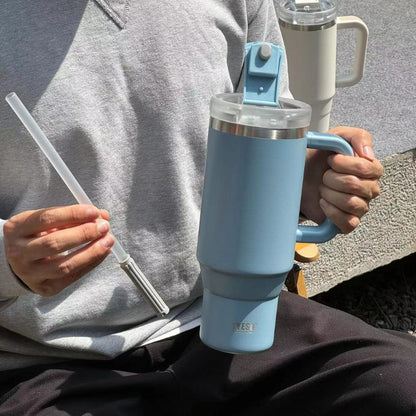 Tyeso Large Vacuum Insulated Coffee Cup 1200ml Stainless Steel Thermal Flask Tumbler Water Bottle Ice Cool Car Cup