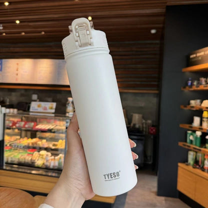 TYESO Thermal Tumbler Flask Water Bottle Vacuum Insulated Stainless Steel Coffee Car Cup 600ml/750ml Portable Straw Cup
