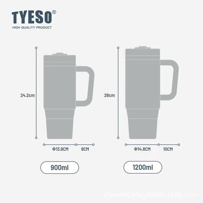 Tyeso Large Vacuum Insulated Coffee Cup 1200ml Stainless Steel Thermal Flask Tumbler Water Bottle Ice Cool Car Cup