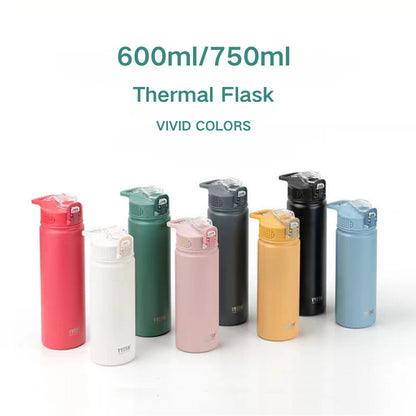 TYESO Thermal Tumbler Flask Water Bottle Vacuum Insulated Stainless Steel Coffee Car Cup 600ml/750ml Portable Straw Cup