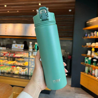TYESO Thermal Tumbler Flask Water Bottle Vacuum Insulated Stainless Steel Coffee Car Cup 600ml/750ml Portable Straw Cup
