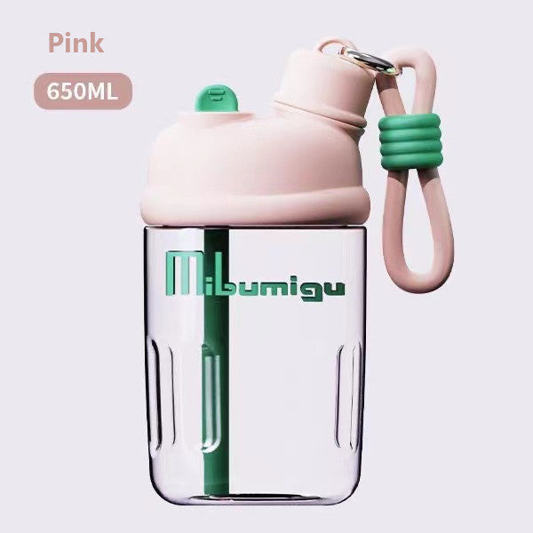 SG Ready Stock 650ml Tritan Water Bottle Student Cute Straw Cups Outdoor Transparent Portable Bottles