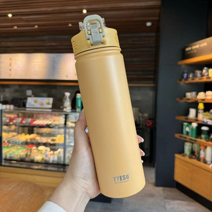 TYESO Thermal Tumbler Flask Water Bottle Vacuum Insulated Stainless Steel Coffee Car Cup 600ml/750ml Portable Straw Cup