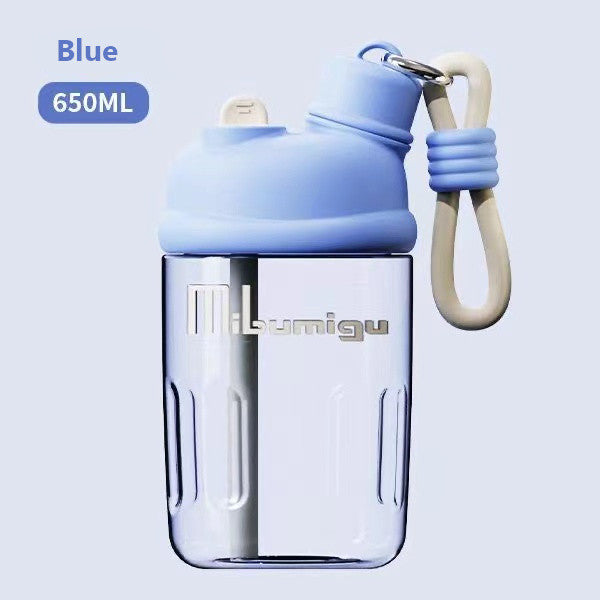 SG Ready Stock 650ml Tritan Water Bottle Student Cute Straw Cups Outdoor Transparent Portable Bottles