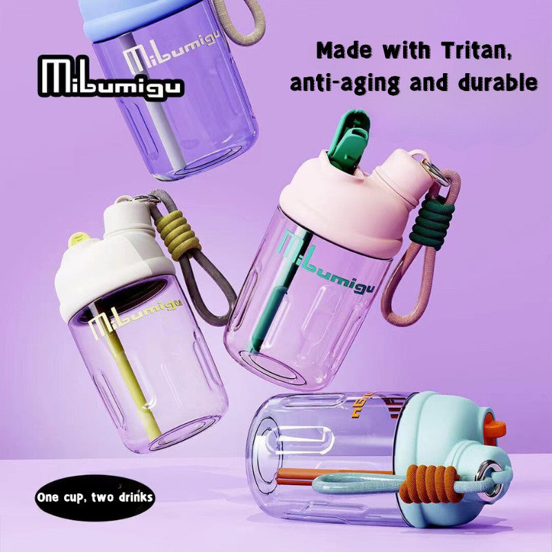 SG Ready Stock 650ml Tritan Water Bottle Student Cute Straw Cups Outdoor Transparent Portable Bottles