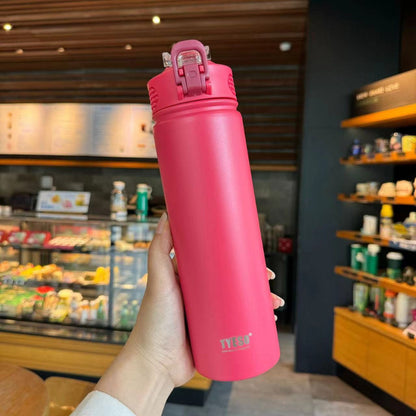 TYESO Thermal Tumbler Flask Water Bottle Vacuum Insulated Stainless Steel Coffee Car Cup 600ml/750ml Portable Straw Cup