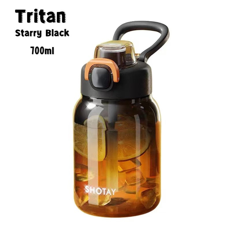 SG Ready Stock 700ml/1L Tritan Large Capacity Transparent Gradient Water Bottle Portable Motivated For Daily Hydration