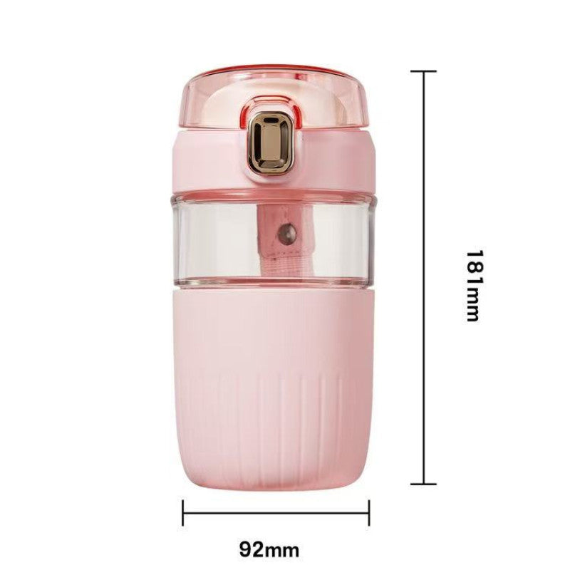 SG Ready Stock Glass Tea Cup with Strainer Portable Office Coffee Cup Double Lids Heat-Resistant Cup