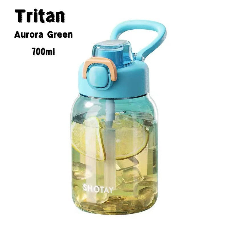 SG Ready Stock 700ml/1L Tritan Large Capacity Transparent Gradient Water Bottle Portable Motivated For Daily Hydration