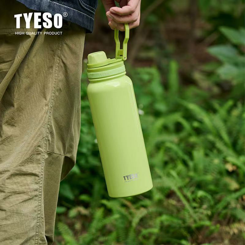 SG Ready Stock Tyeso 1200ml Large Sports Water Bottle with Handle Vacuum Insulated Double-Layer Stainless Steel Cup