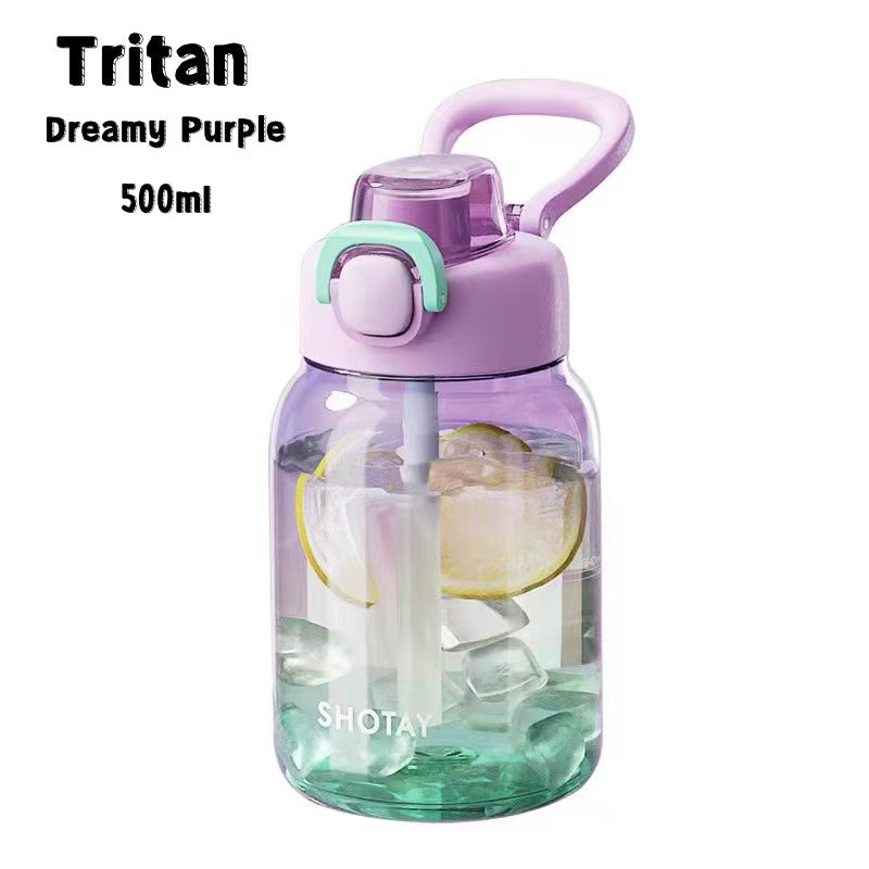 SG Ready Stock 700ml/1L Tritan Large Capacity Transparent Gradient Water Bottle Portable Motivated For Daily Hydration