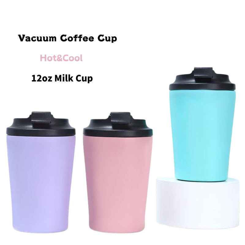 SG Ready Stock 12oz Measuring Milk Cup 304 Stainless Steel Insulated Cup Coffee Car Cup