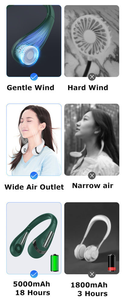 Teacher's Day Gift Rechargeable Portable USB Leafless Cooling Outdoor Sports Personal Hanging Neck Fan