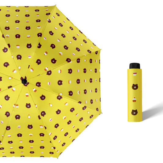 Anti-Uv Automatic Manual Daisy Bear Design Foldable Lightweight Umbrella