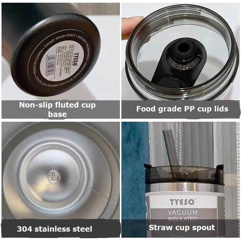 Stainless Steel Car Cup with straw lid thermal tumbler mug & Coffee cup