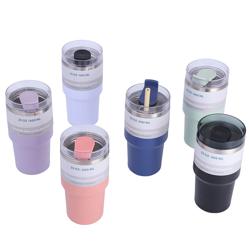 Stainless Steel Car Cup with straw lid thermal tumbler mug & Coffee cup