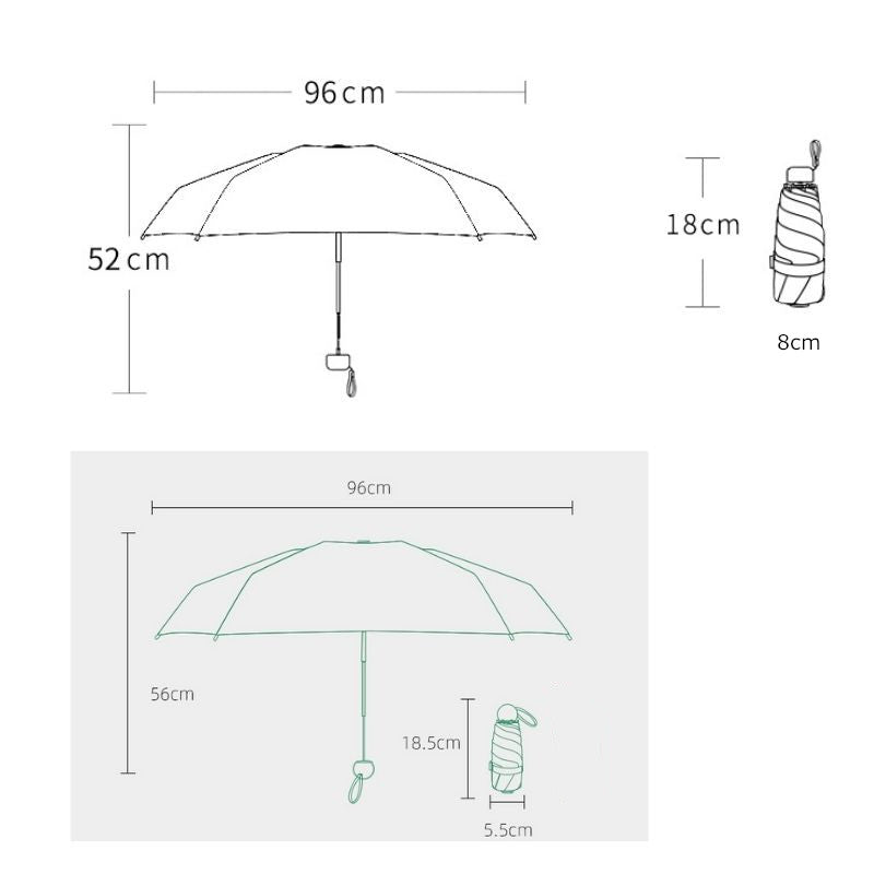 Mini Umbrella Lightweight Compact Phone Size Small Pocket UV50 Foldable Umbrella